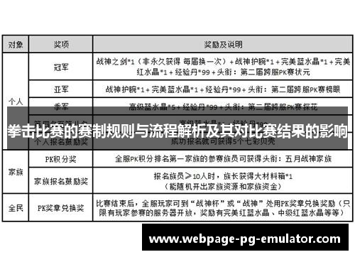 拳击比赛的赛制规则与流程解析及其对比赛结果的影响