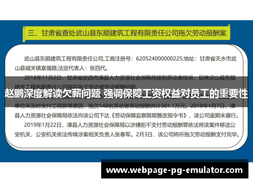 赵鹏深度解读欠薪问题 强调保障工资权益对员工的重要性
